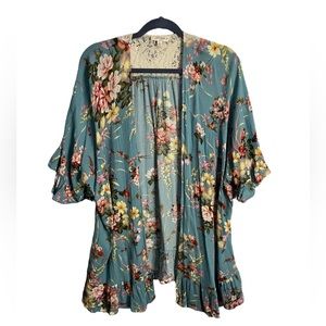 Umgee BoHo Floral Open Front Cardigan